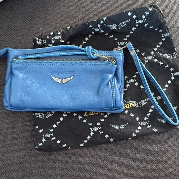 Zadig & Voltaire Vibrant Blue Leather Wristlet